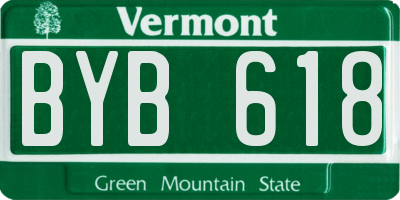 VT license plate BYB618