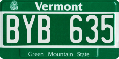 VT license plate BYB635