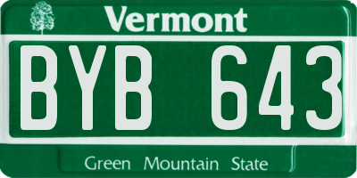 VT license plate BYB643