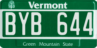 VT license plate BYB644