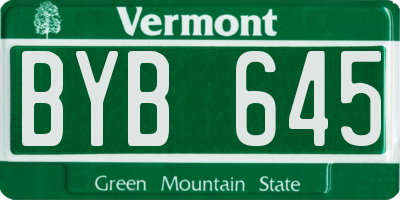 VT license plate BYB645