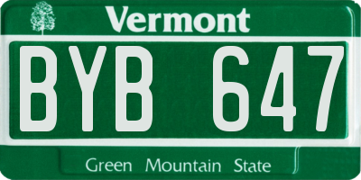 VT license plate BYB647