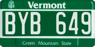 VT license plate BYB649