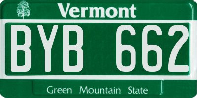 VT license plate BYB662