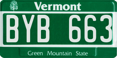 VT license plate BYB663