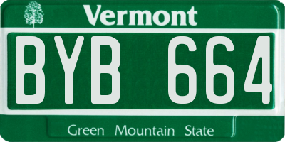 VT license plate BYB664