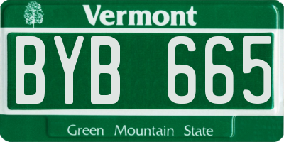 VT license plate BYB665
