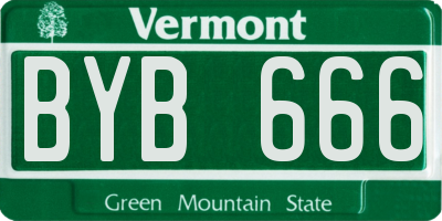 VT license plate BYB666