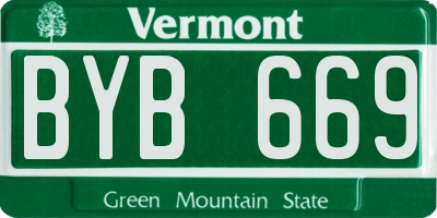 VT license plate BYB669