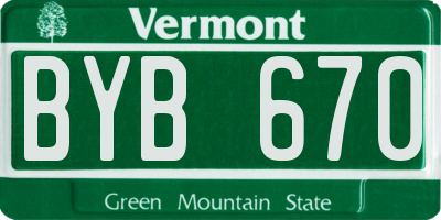 VT license plate BYB670
