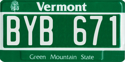 VT license plate BYB671