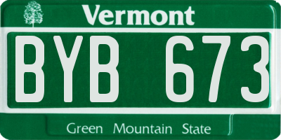 VT license plate BYB673