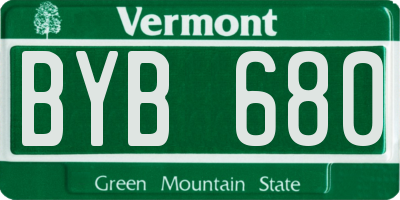 VT license plate BYB680