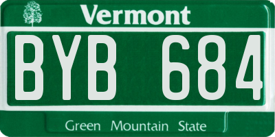 VT license plate BYB684