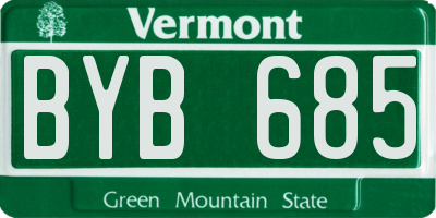 VT license plate BYB685