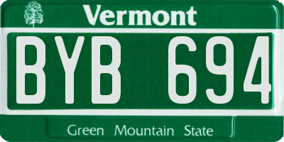 VT license plate BYB694