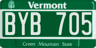 VT license plate BYB705