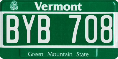 VT license plate BYB708