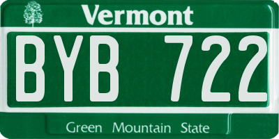 VT license plate BYB722