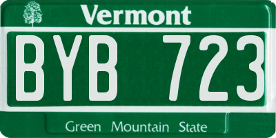 VT license plate BYB723