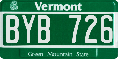 VT license plate BYB726