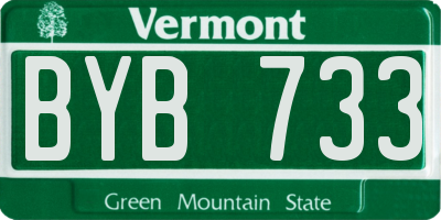 VT license plate BYB733