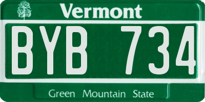 VT license plate BYB734