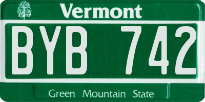 VT license plate BYB742