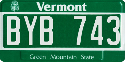 VT license plate BYB743