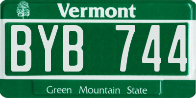 VT license plate BYB744