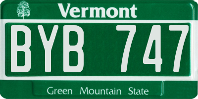 VT license plate BYB747