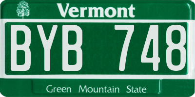 VT license plate BYB748