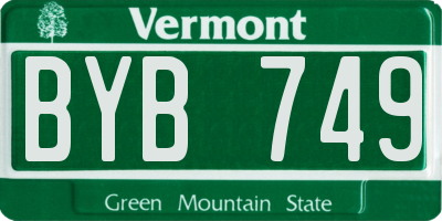VT license plate BYB749