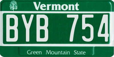 VT license plate BYB754