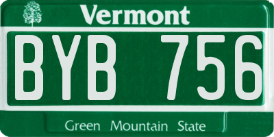VT license plate BYB756