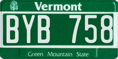 VT license plate BYB758