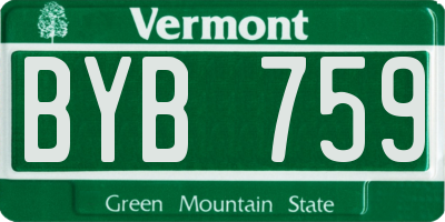 VT license plate BYB759