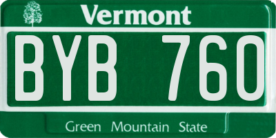 VT license plate BYB760