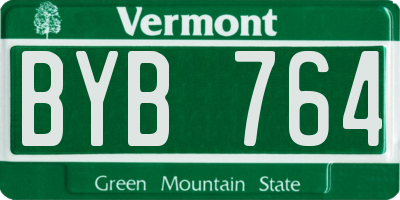 VT license plate BYB764
