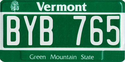 VT license plate BYB765