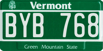 VT license plate BYB768