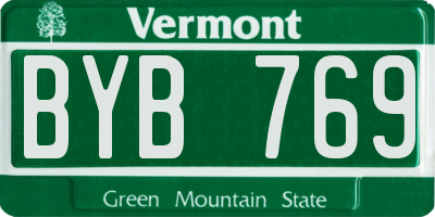 VT license plate BYB769