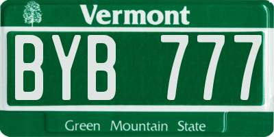 VT license plate BYB777
