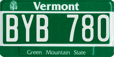 VT license plate BYB780
