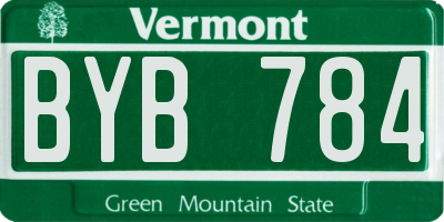VT license plate BYB784