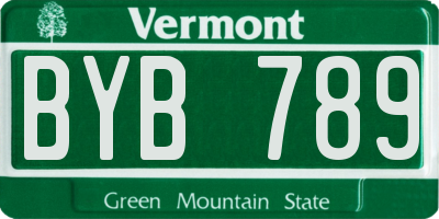 VT license plate BYB789