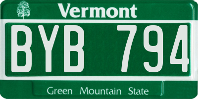 VT license plate BYB794