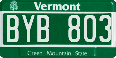 VT license plate BYB803