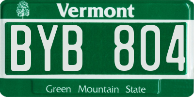 VT license plate BYB804