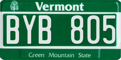 VT license plate BYB805
